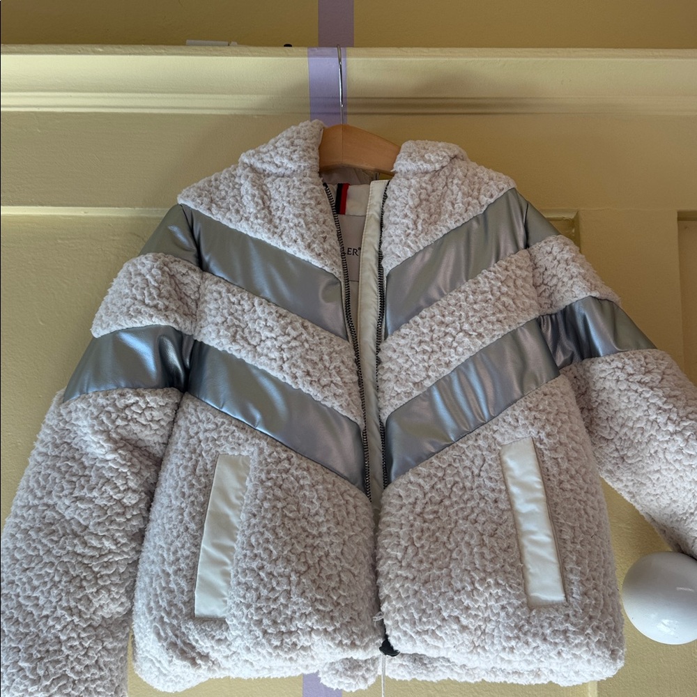 Moncler White and Silver Textured Jacket